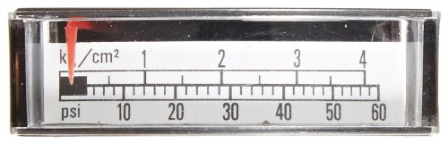PIC мерач Нема заграда 1 ¾ ”x ½” хоризонтално или вертикално бирање, 0/60 psi, 0/4 kg/cm2 опсег, 10/32 Правоаголен мерач на правоаголен притисок, со пластичен случај, интернали о