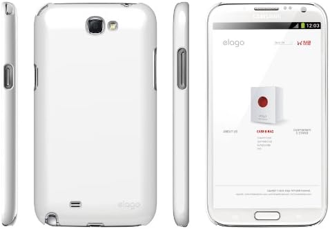 ELALO G6 SLIM FIT CASE за Galaxy Note 2 + HD професионален екстремен јасен филм Вклучен - Целосно пакување на мало - Бело