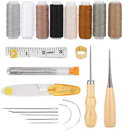 FDIT кожни занаетчиски алатки DIY комплет за кожни работи за работа со конец со конец за шиење игли за шиење на залепување на
