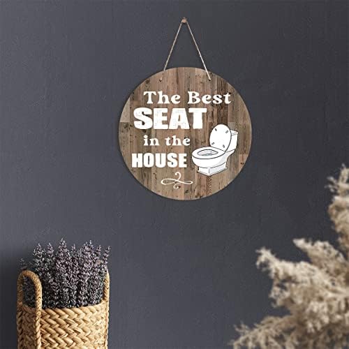 Смешна тркалезна дрвена потпишете го најдоброто седиште во куќата што виси дрвен знак рустикален домашен тоалетен wallиден декор