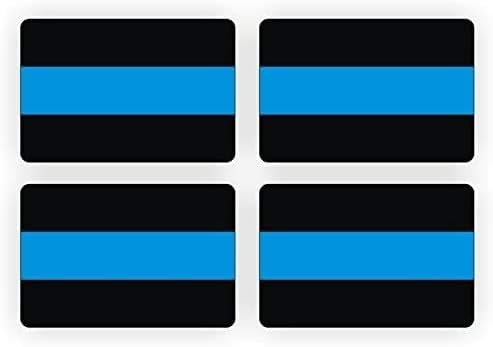 Полициска тенка сина линија декорации / налепници / 4-пакет лаптоп за лаптоп за шлем за шлем