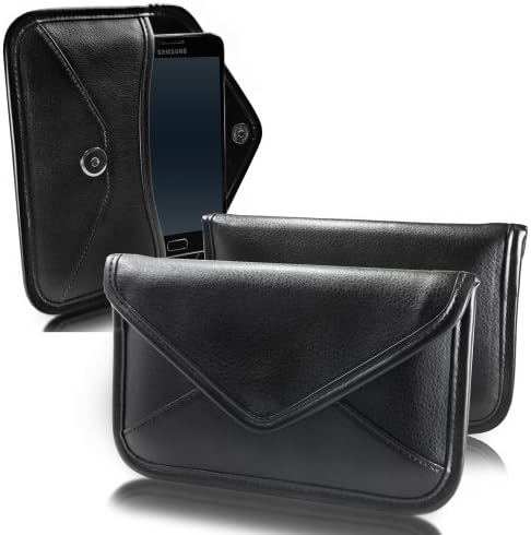 Boxwave Case Компатибилен со Sony Xperia M2 - Елитна кожна месинџер торбичка, синтетички кожен покрив дизајн на пликови за дизајн на Sony Xperia M2 - Jet Black