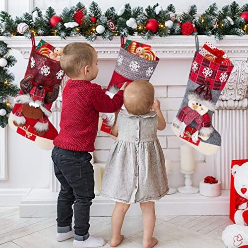 Нубести Божиќни украси Божиќни чорапки торби за подароци за бонбони торбички чорапи Божиќни декоративни чорапи Семејни украси што