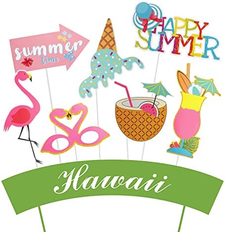 Фогари летни забави украси Луа Фото штанд со реквизити, 26 парчиња хавајски тематски украси за забави Тропски тики забави за забави