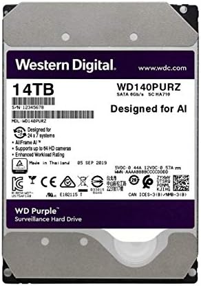 Западен Дигитален 14тб WD Пурпурен Надзор Внатрешен Хард Диск HDD-SATA 6 Gb/s, 512 MB Кеш, 3.5 - WD140PURZ