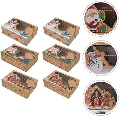 СОИМИС 6 ПАРЧИЊА Крафт Хартиени Кутии Божиќни Кутии За Складирање Бонбони Пвц Прозорец Кутии За Бисквити