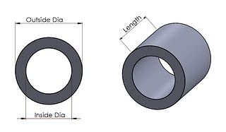 Црн алуминиумски растојание 1 OD X 1/2 ID, тркалезен растојание, одговара на завртките на завртките 1/2 или M12 со метални растојанија