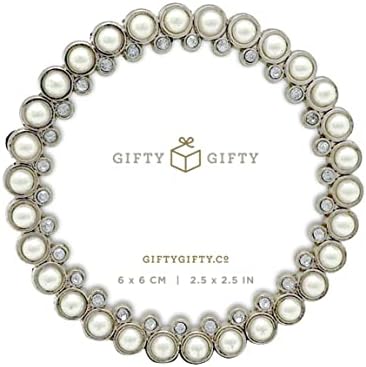 Gifty Gifty Bidded Pearl Mini Frame Set / Сет од 2 / 2x3 & 2.5x2.5 во | За приказ на таблети | Совршен за домашни декор, свадба, дипломирање