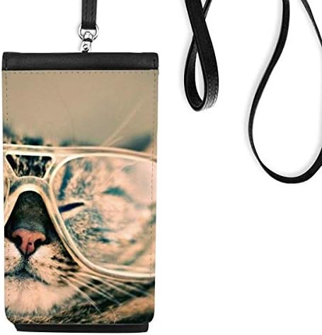 Животински очила мачка фотографија снимајте телефонски паричник чанта што виси мобилна торбичка црн џеб