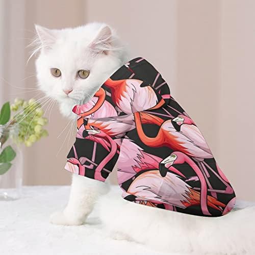 Шарена фламинго мачка со едно парче кошула трендовски костум за кучиња со додатоци за миленичиња со капа