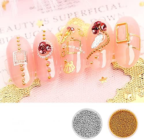 1 -кутија злато и сребро мал челичен топка метал метал 3Д моден шарм DIY украси за украси за накит - Декорација на накит -