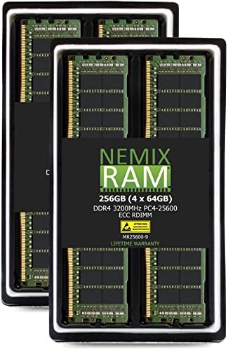 256 GB 4x64gb DDR4-3200 PC4-25600 2RX4 RDIMM ECC Регистрирана меморија од Nemix RAM