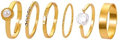 2023 Нов гроздобер бисер геометриски прстен сет од 6 парчиња прстени за жени одличен роденденски подарок прстен срце срце