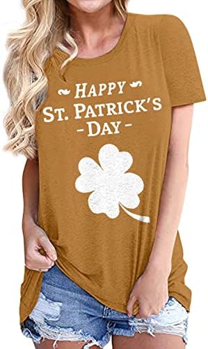 Summer Tops for Women 2023 Lucky St Patrick's Day Clover Blouses Short Sleeve Round Neck Tunic Loose Casual T-Shirts