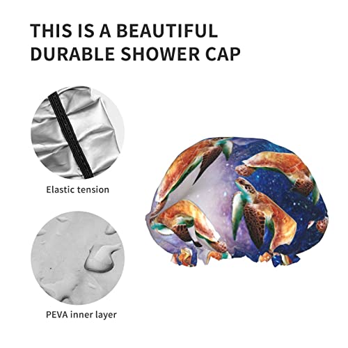 Womenените што можат да се користат за истегнување на полите, капа за коса хипстер галаксиски морски желки двојни слоеви водоотпорна капа капа за бања за туширање