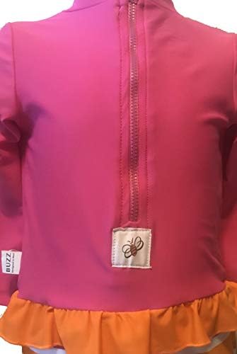 БЕБЕ/Дете UPF 50+ Заштита Од Сонце Долг Ракав Едноделен Костим за Капење Со Патент Розова Боја