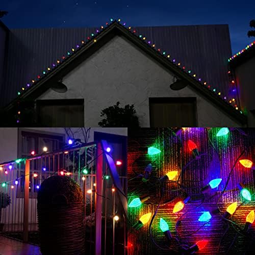 Божиќни светла на MainDeco C9, 25-тина водоотпорни јагода светла со 25 LED светилки, низа за додатоци за проширување на светлата за внатрешна