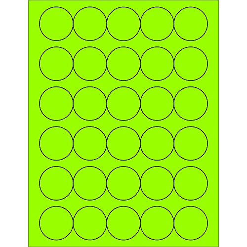 Логика на лента со авиидити 1 1/2 флуоресцентни етикети со жолт круг, за печатачи со ласер и инк -џет, трајно лепило, лист 8 1/2 x 11 , 30 етикети по лист, 100 листови