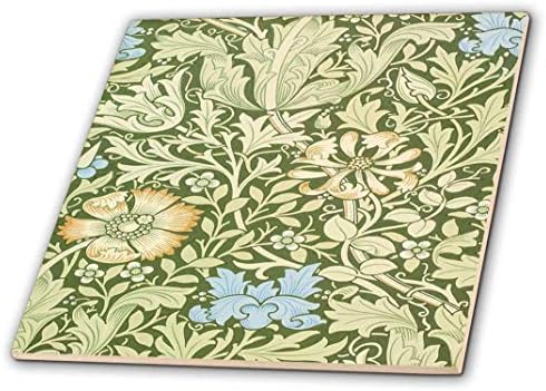 3Д роза слика на Вилијам Морис зелена и сина цветна шема керамичка плочка, разнобојна