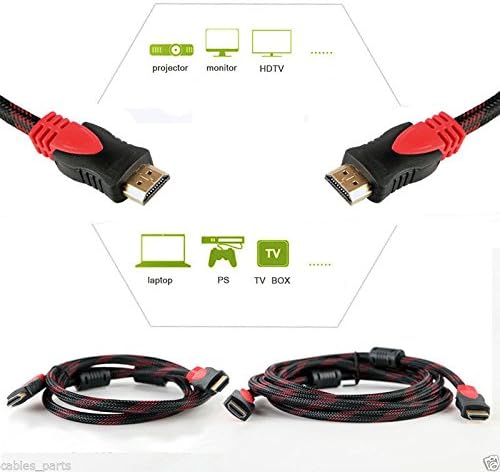 Cablevantage Премиум HDMI Кабел 100FT ЗА 3D DVD PS4 HDTV LCD HD ТВ 1080P v1. 4 Со Голема Брзина Плетенка Најлон HDMI Кабел Плетенка Црвено