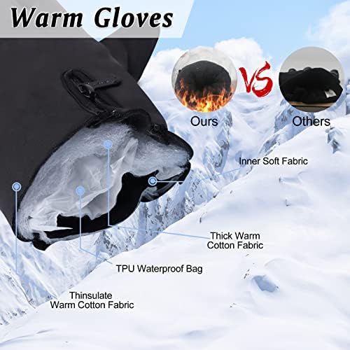 Зимски нараквици на тобимен, трензуларни материјали, -10 ° F скијачки нараквици го надградуваат екранот на допир, снежни ракавици 5 -селејци,