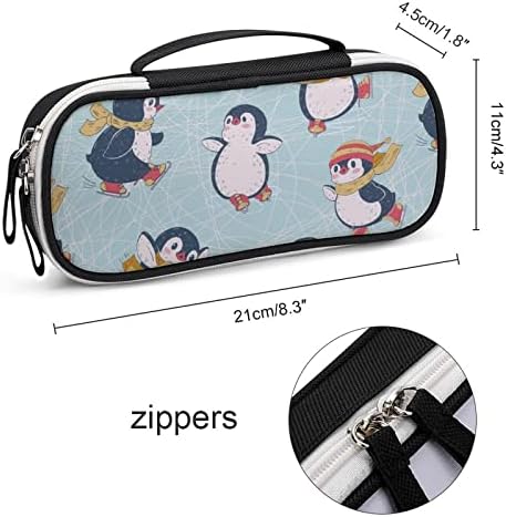 Симпатична пингвини ПУ кожа молив Пен за молив, Организатор за патувања, чанти за чанти за чанти за канцеларии за канцеларии