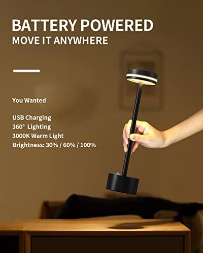 PUSU преносна табела за ламба за ламби LED LED ламби безжични светла на табели со 3 нивоа Контрола на допир на допир, за домашна спална соба