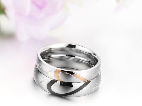 Обликот на срцето на lубовникот на Лонглитер 316L Менски жени ветуваат прстен „Вистинска loveубов“ двојки на свадбени прстени - 1