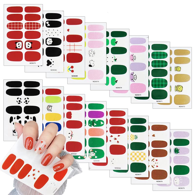 Налепници за нокти симпатична стил животински декорации лажни гел за нокти уметност DIY водоотпорен 16 лист 192 парчиња за возрасни