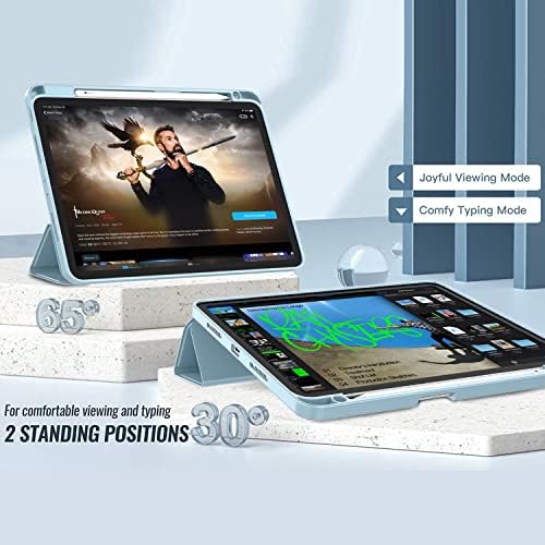Zryxal New Ipad Pro 11 Inch Case 2022/2021/2020 со држач за моливи, паметен iPad case [поддршка на допир и автоматско будење/спиење]