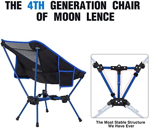 Месечината Ленс Компактен стол за кампување стол за столче - 4 -та генерација Мал стол за преклопување - Преносен, лесен стол за планинарење за