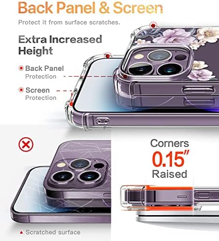 Розен ПАПАГАЛ [4-во-1] Iphone 14 Pro Max Случај Со Калено Стакло Заштитник На Екранот + Заштитник На Објективот На Фотоапаратот,