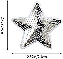 Nifocc Stars Applikes Sequin Sliver Stars везена лепенка железо на закрпи за шиење налепници налепници за лепенка за облека фармерки