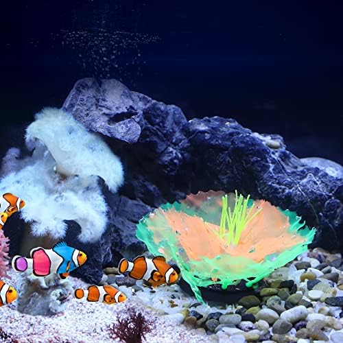 Вокост аквариум симулација корално водно растение, силиконски флуоресцентни корални сјајни украси рибини декорации на пејзаж, портокал