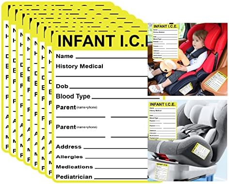 Новороденче И.Ц.Е. Налепница за картички 3 x 4 инчи Детето за итни случаи за итни случаи, налепници за седишта за автомобили - Детска автомобилска седишта за прицврсту