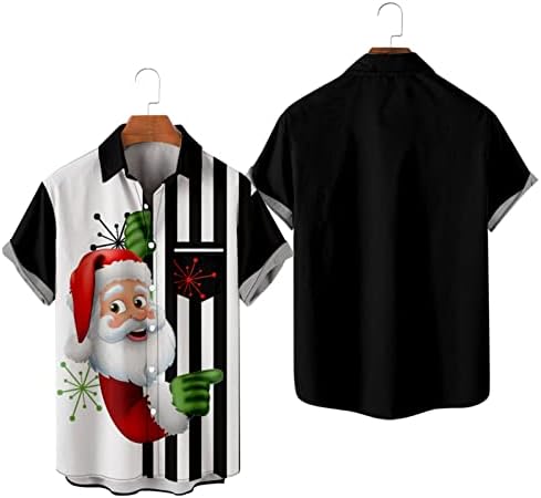 XXBR Божиќно копче надолу кошули за машки краток ракав Смешен Божиќ Дедо Мраз печати случајна кошула дизајнерска кошула