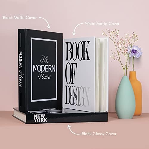 Модна декоративна вистинска книга Премиум XL сет од 3 книги со тврда порта - модерна со празни страници, магацин за дизајнерски