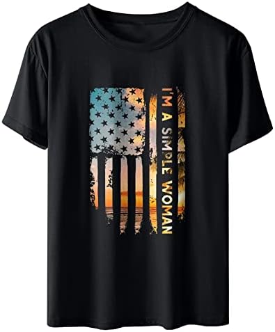 Womenените камуфлажа на американското знаме на врвот на САД Камо Камо САД на 4-ти јули маица смешна симпатична кошула маичка обична обична основна блузи