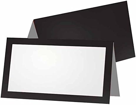 Црно и сиво место картички за место - стил на шатор - 10 пакет - бел празен фронт со цврста граница во боја - табела за поставување Име