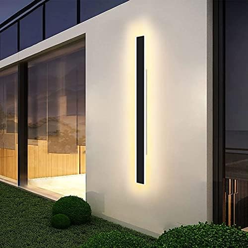 Daoseolo Outdoor Walls Sconces 31.4Inch LED ledид монтиран ламба, надворешно црно надворешно wallидни светла со 3 бои, минималистички
