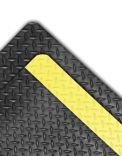 NoTrax 490 Dura Trax® Нитрилна Гумена Дијамантска Плоча Анти - Замор Мат, 3' X 5 ' Жолта/Црна