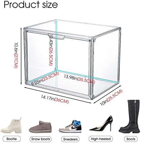 Кутија ЗА Чевли BBYB 2 Пакет, Со Поделба На Разделувачи, Може Да Стави Два Пара Чевли, Проѕирни Пластични Канти За Складирање,Магнетни