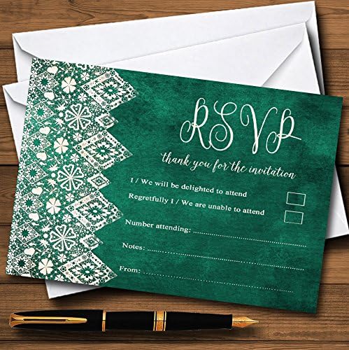 Teal Green Old Old Paper & Place Effective персонализирани RSVP картички