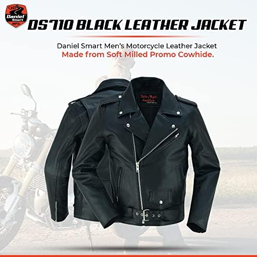 Daniel Smart Men Моторцикл кожна јакна црна економија велосипедисти кожна јакна со прикривање на џеб