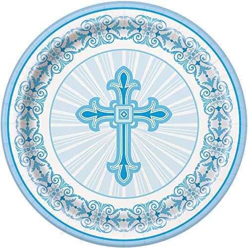 Сјајни крстови сини верски чинии, 8CT