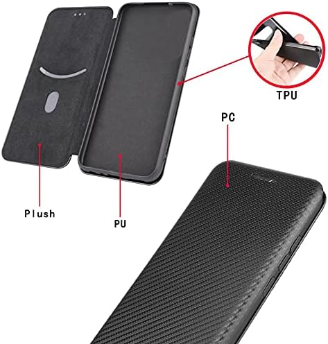 Заштитна футрола Компатибилен со Oppo Realme C55 Case, луксузни јаглеродни влакна PU+TPU хибриден случај целосна заштита од