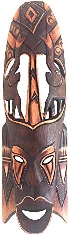 Ома Африканска Маска Ѕид Уметност Виси Среќен Слон Африкански Сафари Племенски Дом Декор Подарок-Голема Големина