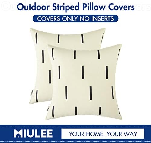 Miulee сет од 2 декоративни водоотпорни надворешни водоотпорни фрлања на перници за геометриски квадратни перници, ленти за перници