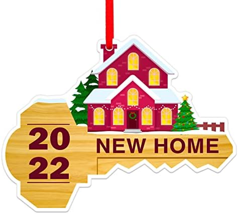 Sicohome 2022 Нов украс за дома, 3 x 3,5 Клучни нови домашни Божиќни украси, украси за новогодишни украси за парови, семејство