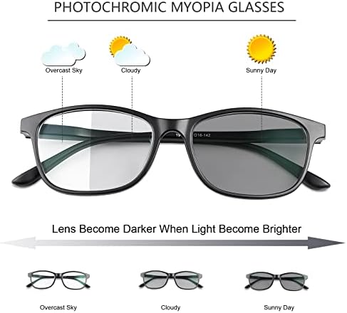 Јими фотохромички очила со приближно растојание пролетно шарка анит УВ за мажи жени негативна моќ ретро миопија очила